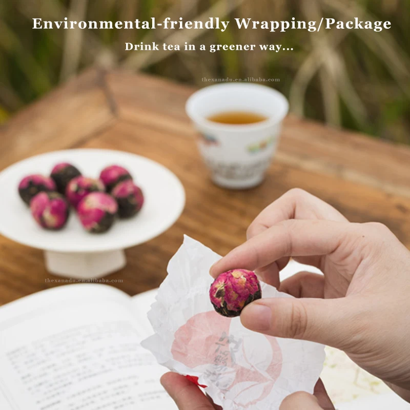Organic Flowers White/Black Tea Balls Blooming Dried Mixed Rose Honeysuckle Osmanthus Chrysant 8 PCs/Box 5g Handcraft Gift Box