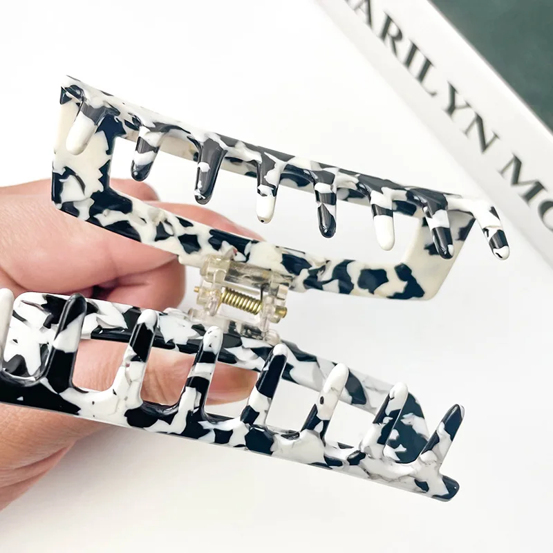 Hot Selling Women Square Large Acetate Hair Claw Clip Tortoise Shell Strong Hold Hair Jaw Clips