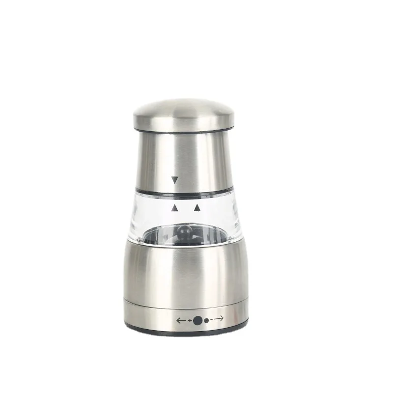 The Swifty Grinder for Salt and Pepper Grinding Stainless Steel Shell Acrylic Chamber
