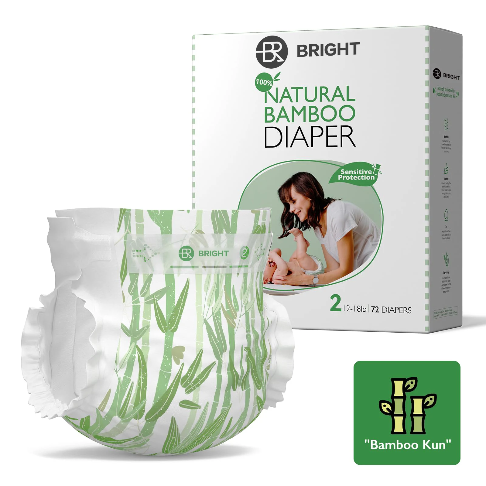 Natural Bamboo Breathable Baby Diapers Hypoallergenic For Sensitive