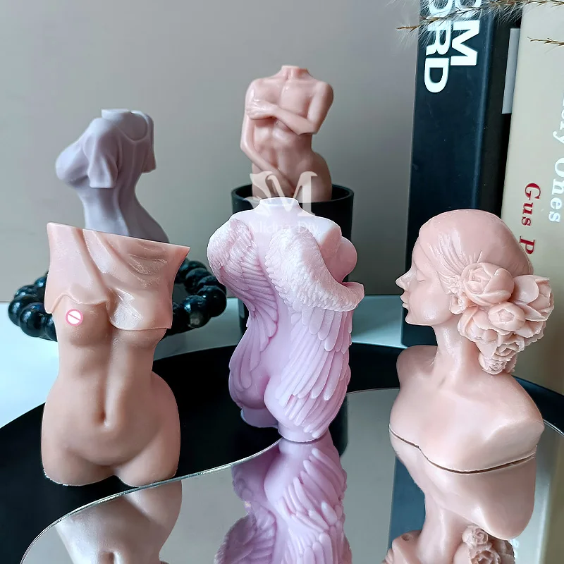 C-081  Custom Colors Large Size 14cm Female Lady Torso Sculpture  Candles Art Human Woman Nude Body Shape Scented Candle