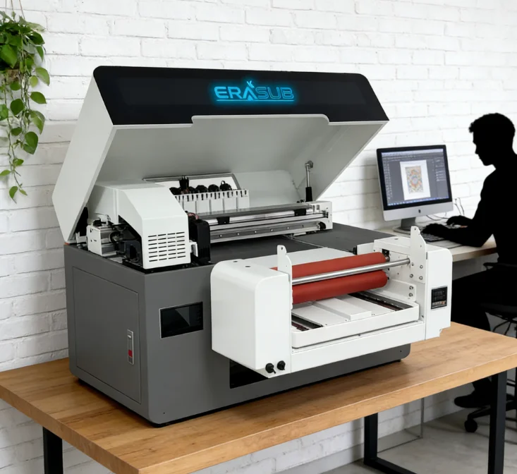 New ERASUB A3 DTF UV Printer with Epson Print Head Automatic 1 Year Warranty for Phone Cases Glass Bottles Pens