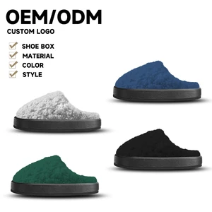 Custom Fur Shoes Comfortable Casual Warm Toe Rubber Insole Winter Fashion slippers for Women Chaussures Femme Plush slippers