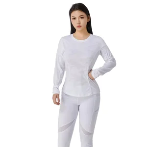 High-quality Gym Breathable and Quick-drying Women's Sports Yoga Pants White Long Sleeves Yoga  Wear Women's Gym Clothes Kit