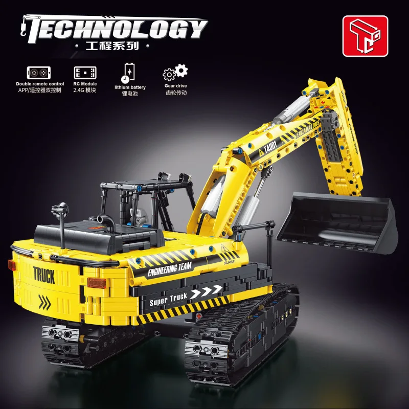 Liangjun T4001 Science and Technology Mechanical  Electric Remote Control Excavator Assembling Building Block Toys