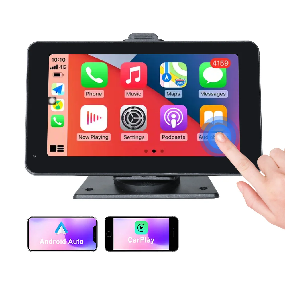 7インチポータブルオートラジオ Carplay対応、カメラ付きDVR