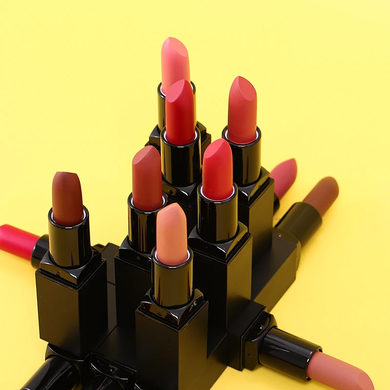 Velvet Matte Lipstick Black Tube Long Lasting Oem Custom Wholesale High Quality Cosmetic 8262