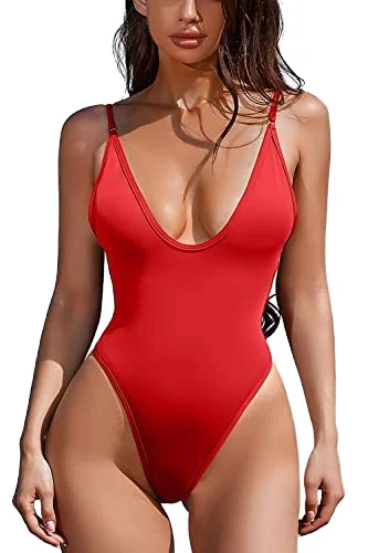 Low Moq Stock Solid Color Open Back High Leg Sexy Women's One-piece Swimsuit