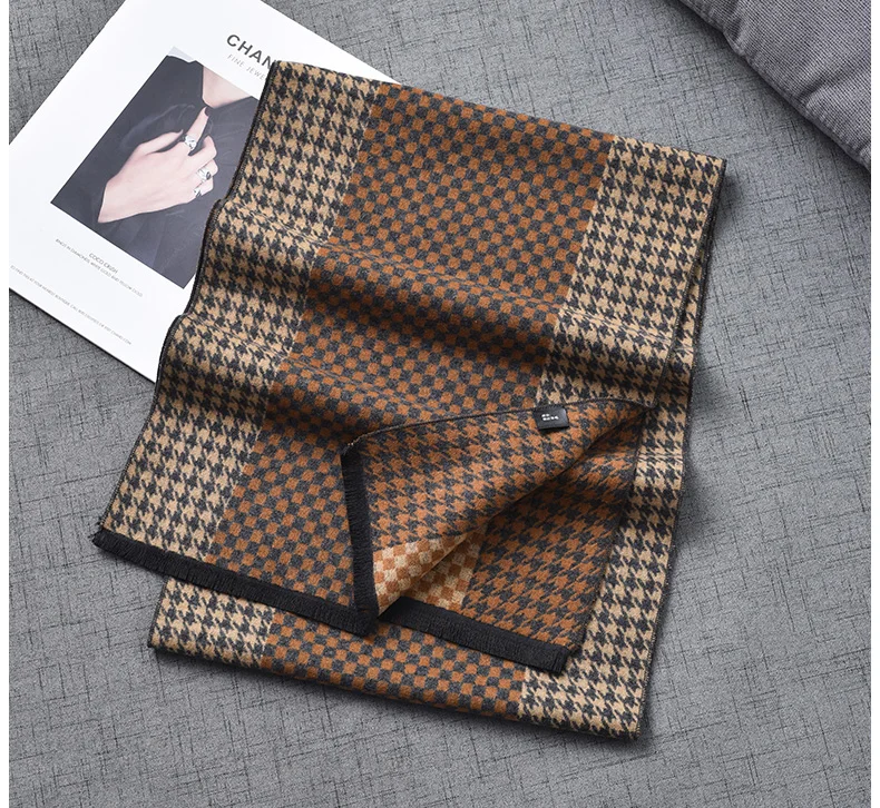 男士商务休闲厚围巾男士羊毛围巾冬季保暖围巾厂家