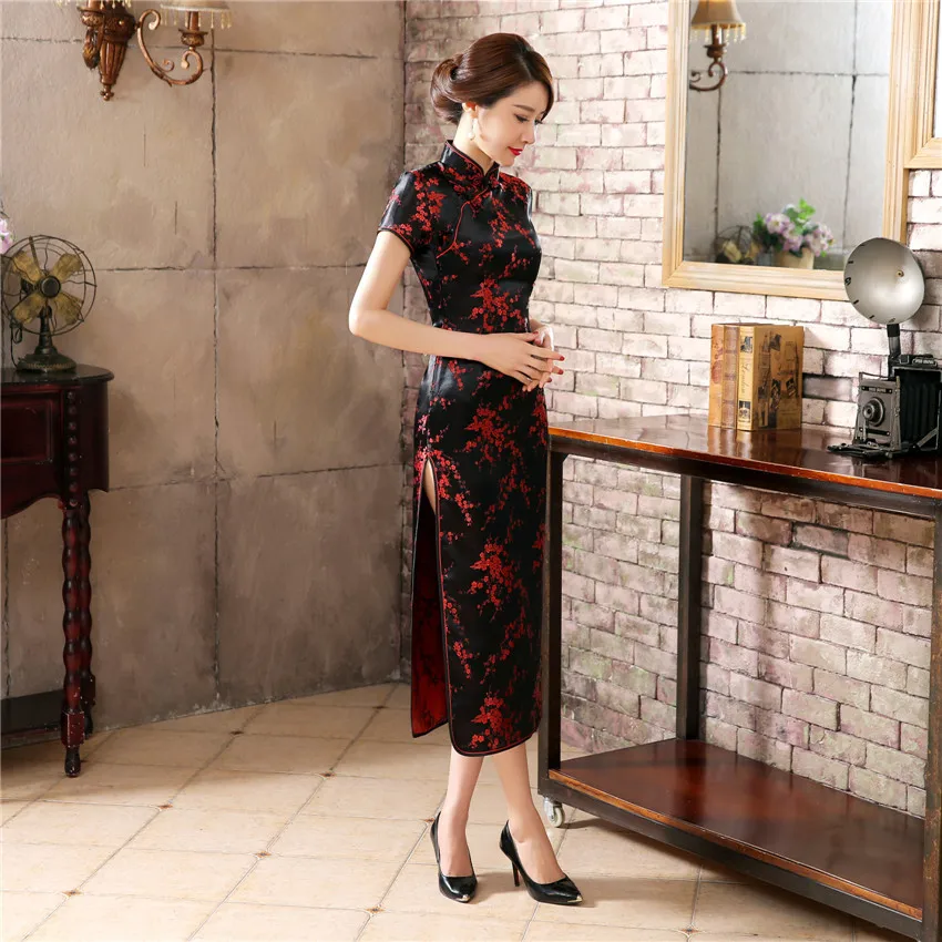 Vestito Rosso Donna Vestito Cheongsam Donna Stile Cinese Maniche