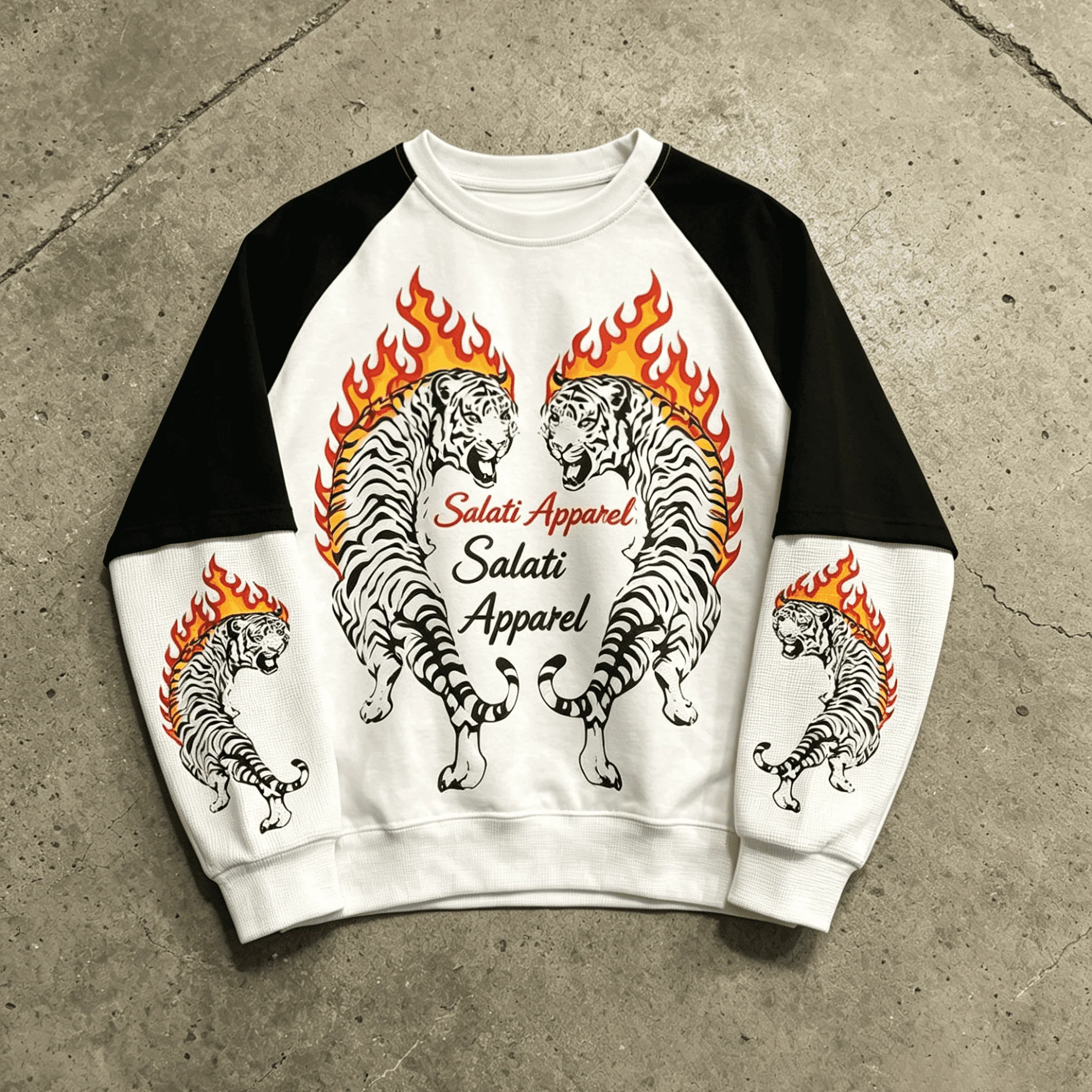 Custom Heavyweight Men's Cropped T-Shirt - Loose Vintage Street-Style Design with Printed & Distressed Long Sleeves