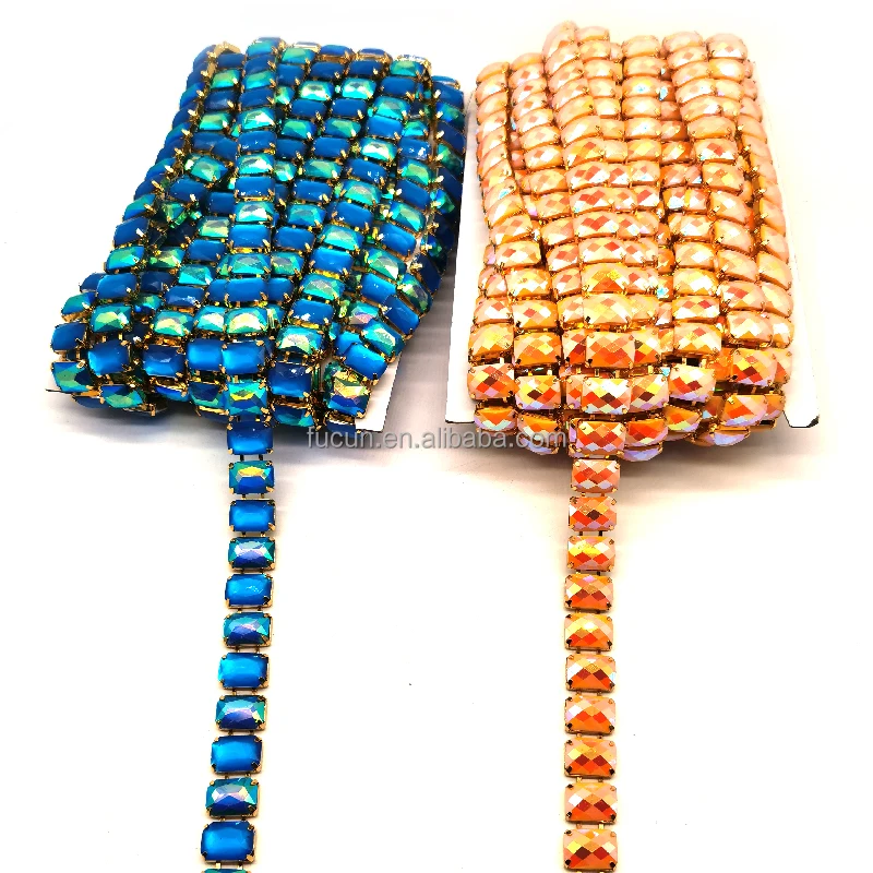 Custom Crafting Garment Embellishments Crystal Decorative Metal Tassel Trim Strass Chain Rhinestone Trimmings