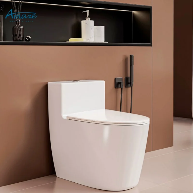 New design modern ceramic toilet bathroom floor mounted one piece water closet wc siphonic flushing toilet commode