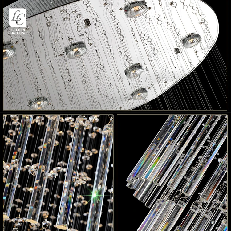 P0027 Modern Spiral Crystal Chandelier – Long Luxury LED Pendant Light for High Ceiling Staircase