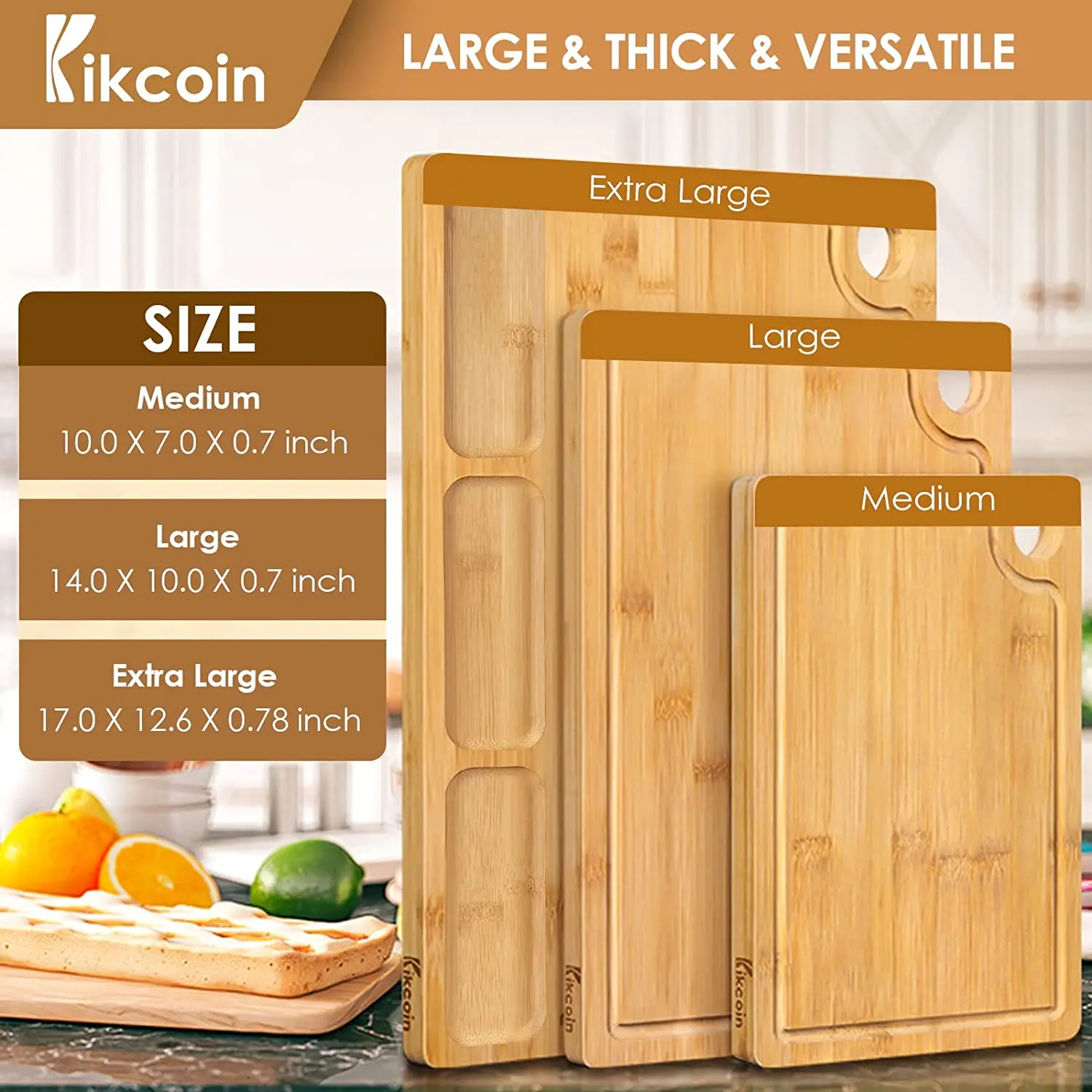 product bamboo kitchen cutting board 3 piece set kitchen cutting board with 3 built in compartments and juice tank-0
