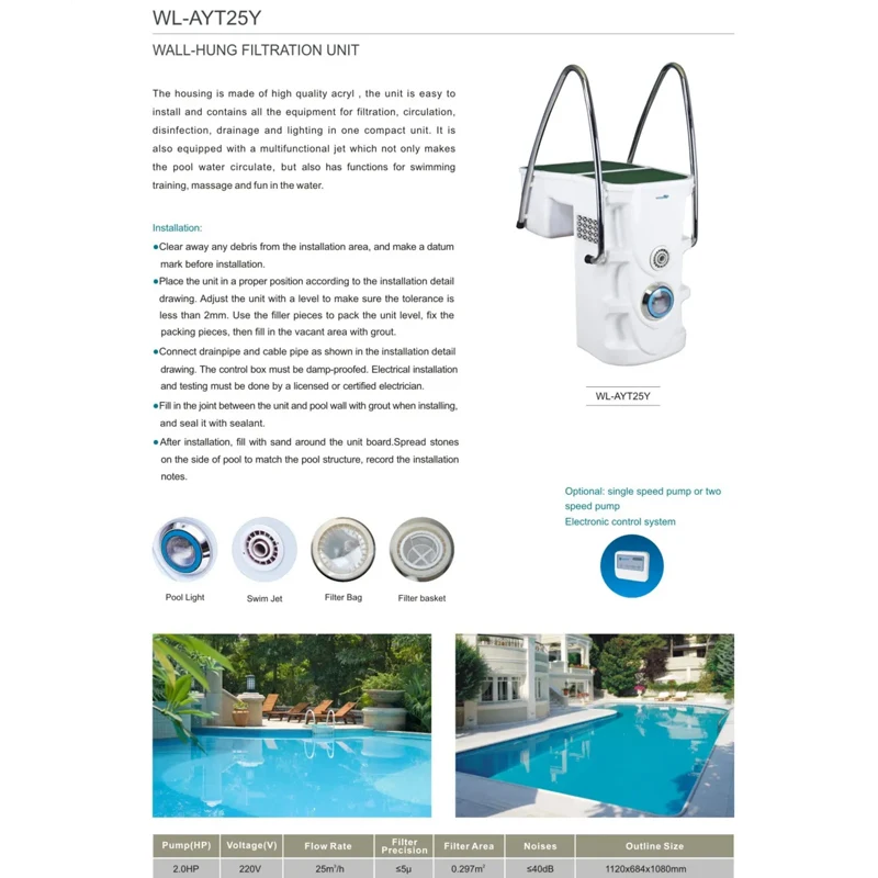 Easy Installation Of Integrated Swimming Pool Filter System Wall