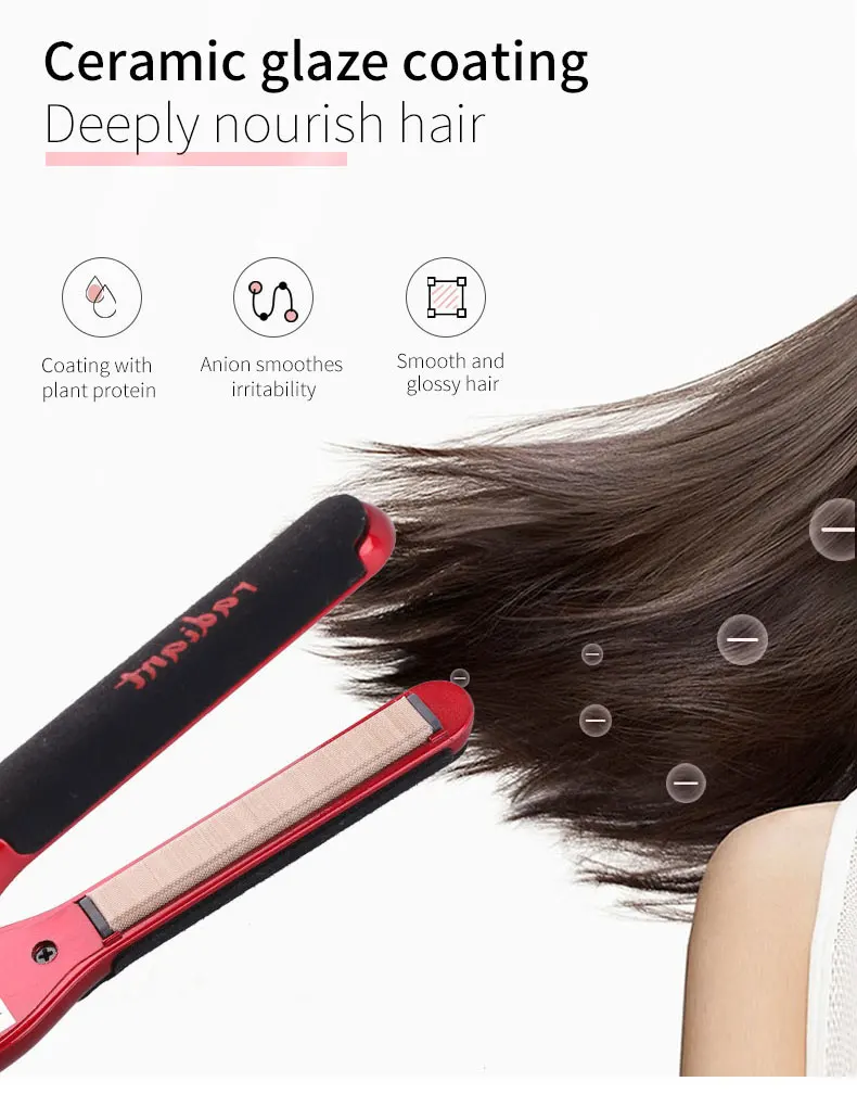 Unique New Electric LED Display Hair Straightener Japanese Pencil Thin Fabric Plate for Household or Hotel Use