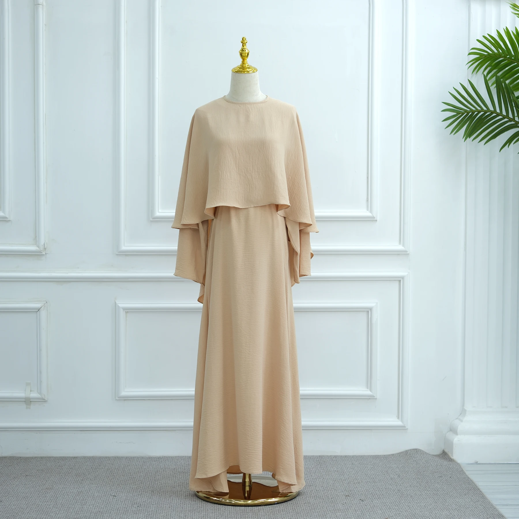 2026 New Fashion Muslim Long Dress Islamic Abaya Modest Dresses Skin-friendly Soft Crepe Plain Dubai Abaya Cape 2 Piece Set 2026 New Fashion Muslim Long Dress Islamic Abaya Modest Dresses Skin-friendly Soft Crepe Plain Dubai Abaya Cape 2 Piece Set