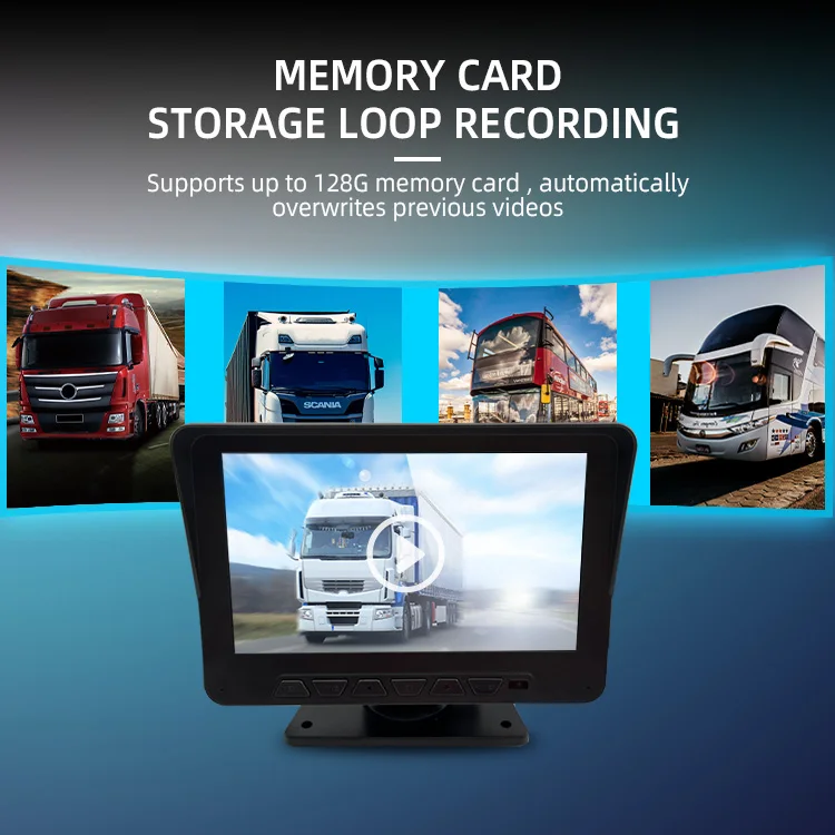 Wemaer AHD IPS 7inch 9" Dual View Monitor 2 Channels Voice Control Camera DVR Semi Bus Truck Camera System With Parking Line manufacture