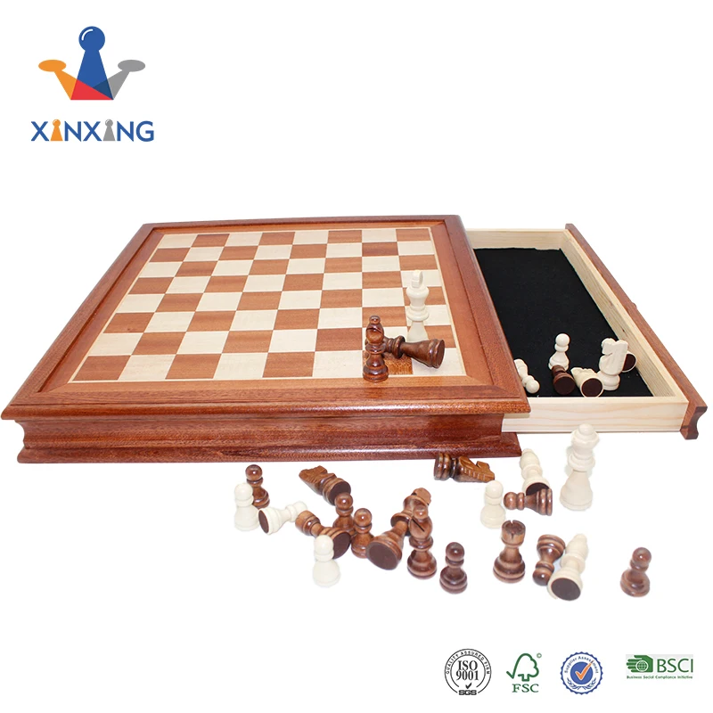 Schach Schachspiel Hölzerne Schachbox Schachbrett Schach-Stück  Aufbewahrungsbox Mit Schublade 16 Slot Eingebautes Speicherfach Für  Schach-Set-Spiel