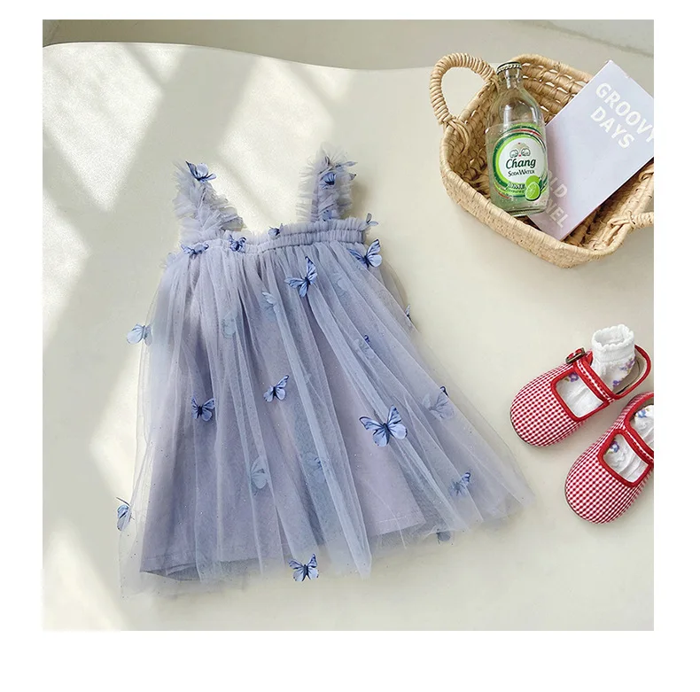 Little Girl Ruffle Dress - Butterfly Tutu Dress for Summer