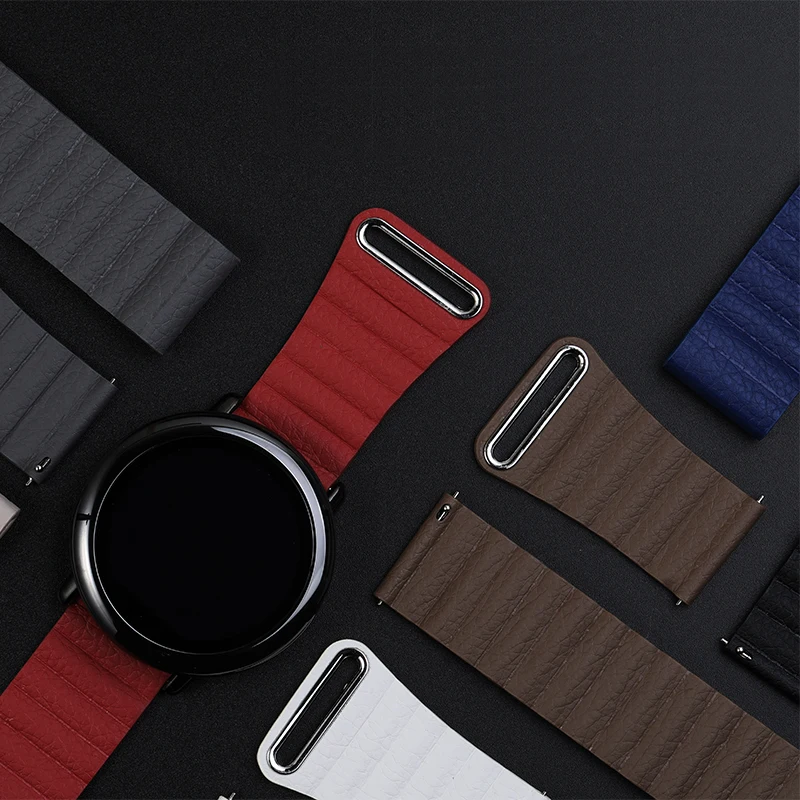 Высококачественный ремешок из натуральной кожи на магнитной застежке для часов samsung galaxy Watch 46 мм и huawei watch gt 2