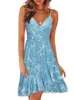 Bleu clair Blanc Floral