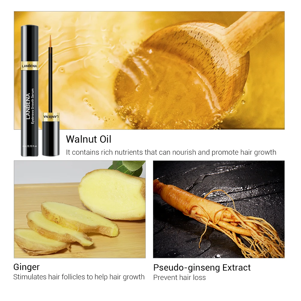 LANBENA Private Label  Eyebrow Growth Enhancer Serum for Eyebrow Nourish Thicken Repair