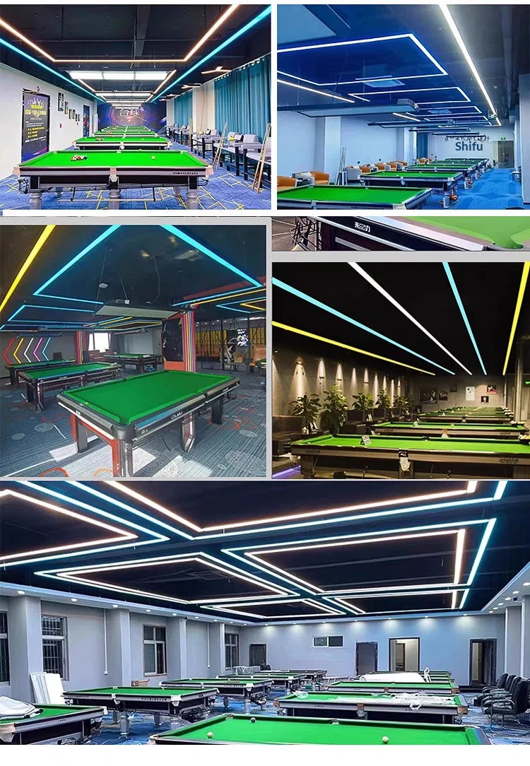 product led ambient light square long strip billiard club pool table chandelier for billiard room office gym acrylic aluminum model bs01-7