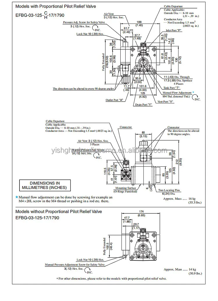 YUKEN Proportional Valve Hydraulic EFBG-03-125/160-C/E/H-51/20T for ...
