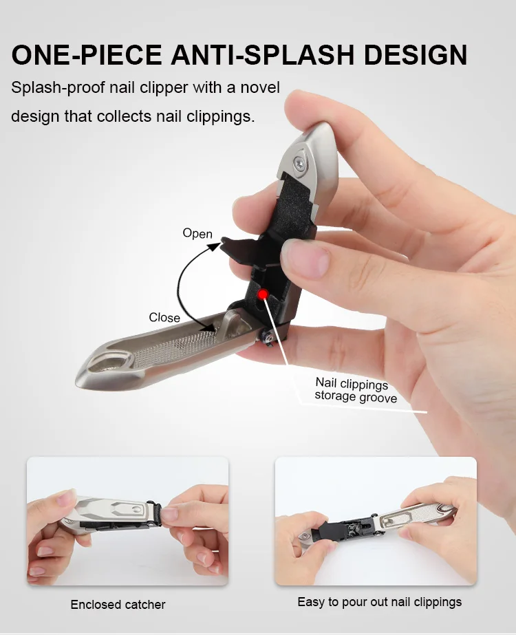 Men Personalized Anti Splash Nail Clipper Kit Stainless Steel Sharp Heavy Duty Self Collecting