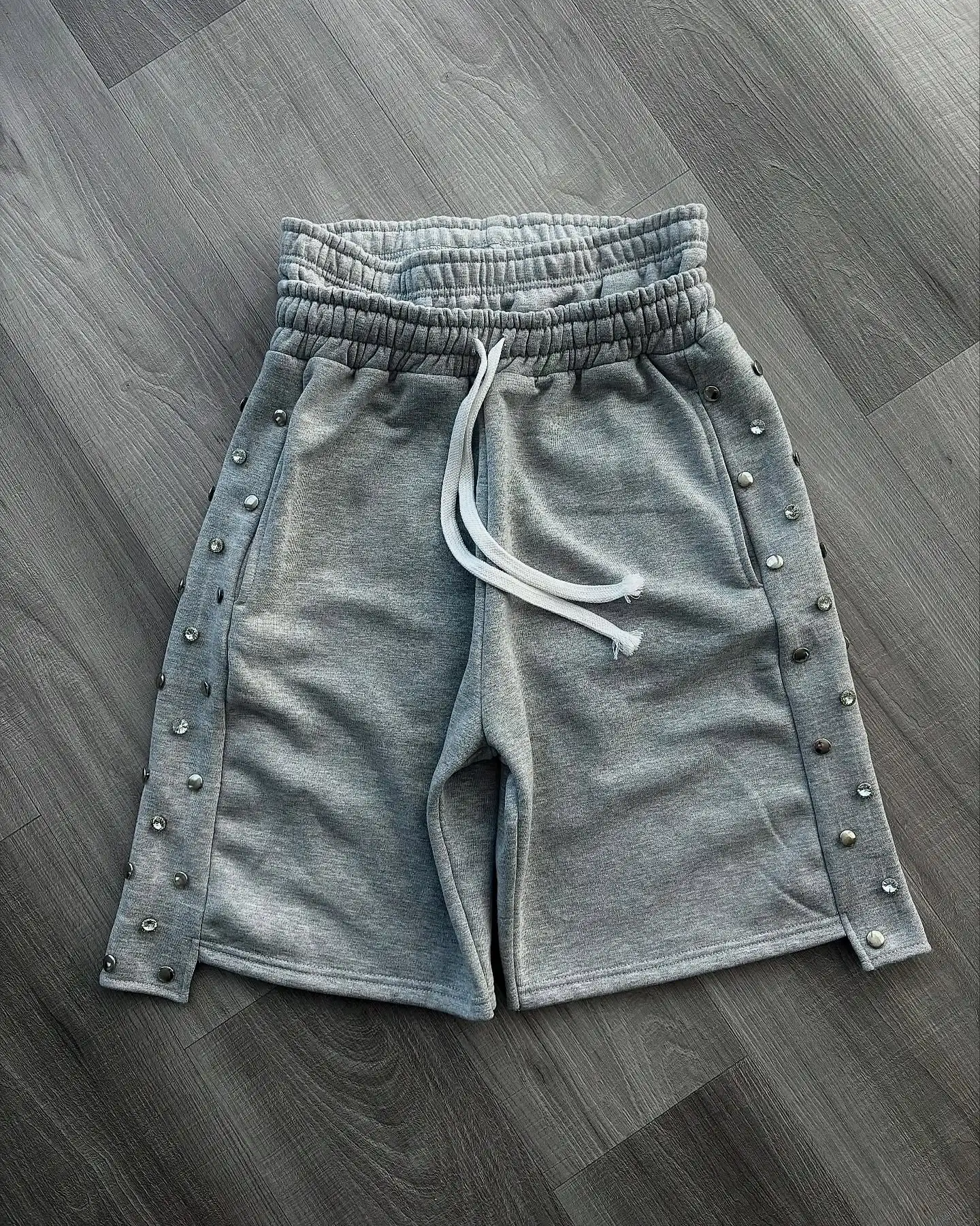 Wholesale Custom Heavyweight Cotton French Terry Vintage Stone Acid Wash Cropped Boxy Zip up Hoodie and Sweat Shorts Set gallery 4
