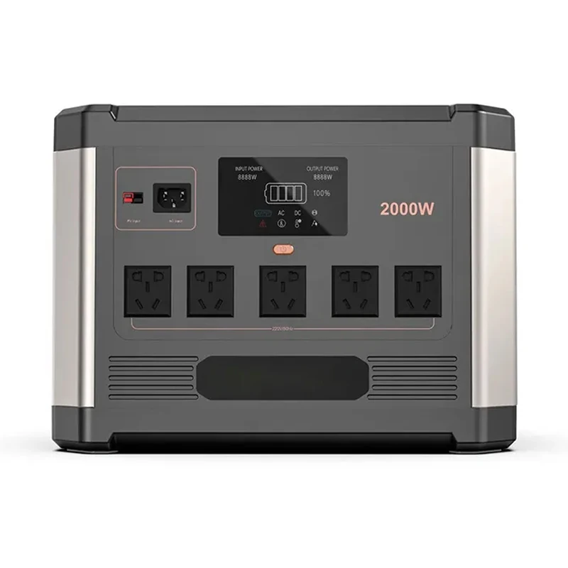 2000W Outdoor Rechargeable Solar Portable Power Station