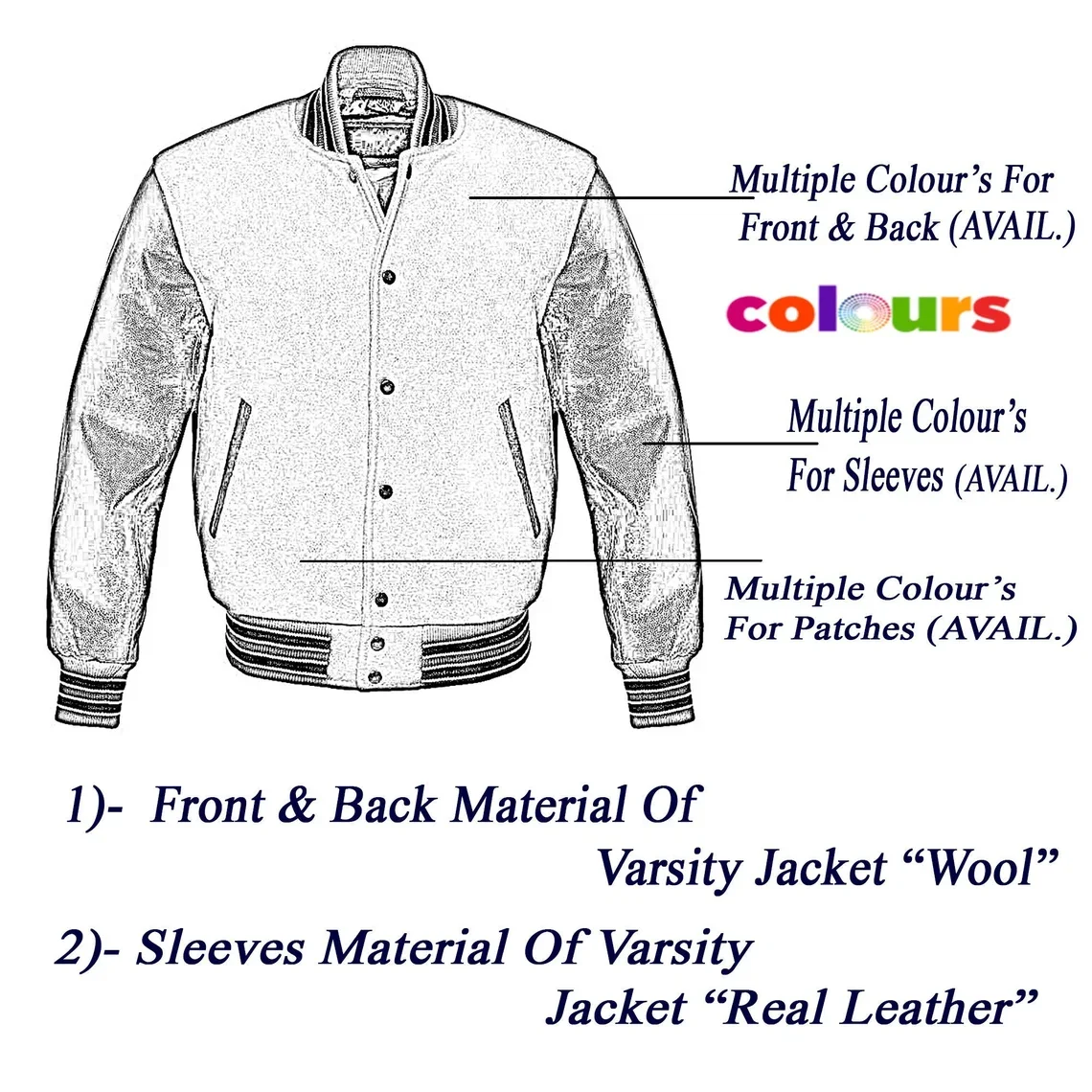 Custom Appliqued Wool Leather Sleeves Plain Pu Jackets For Embroidery ...