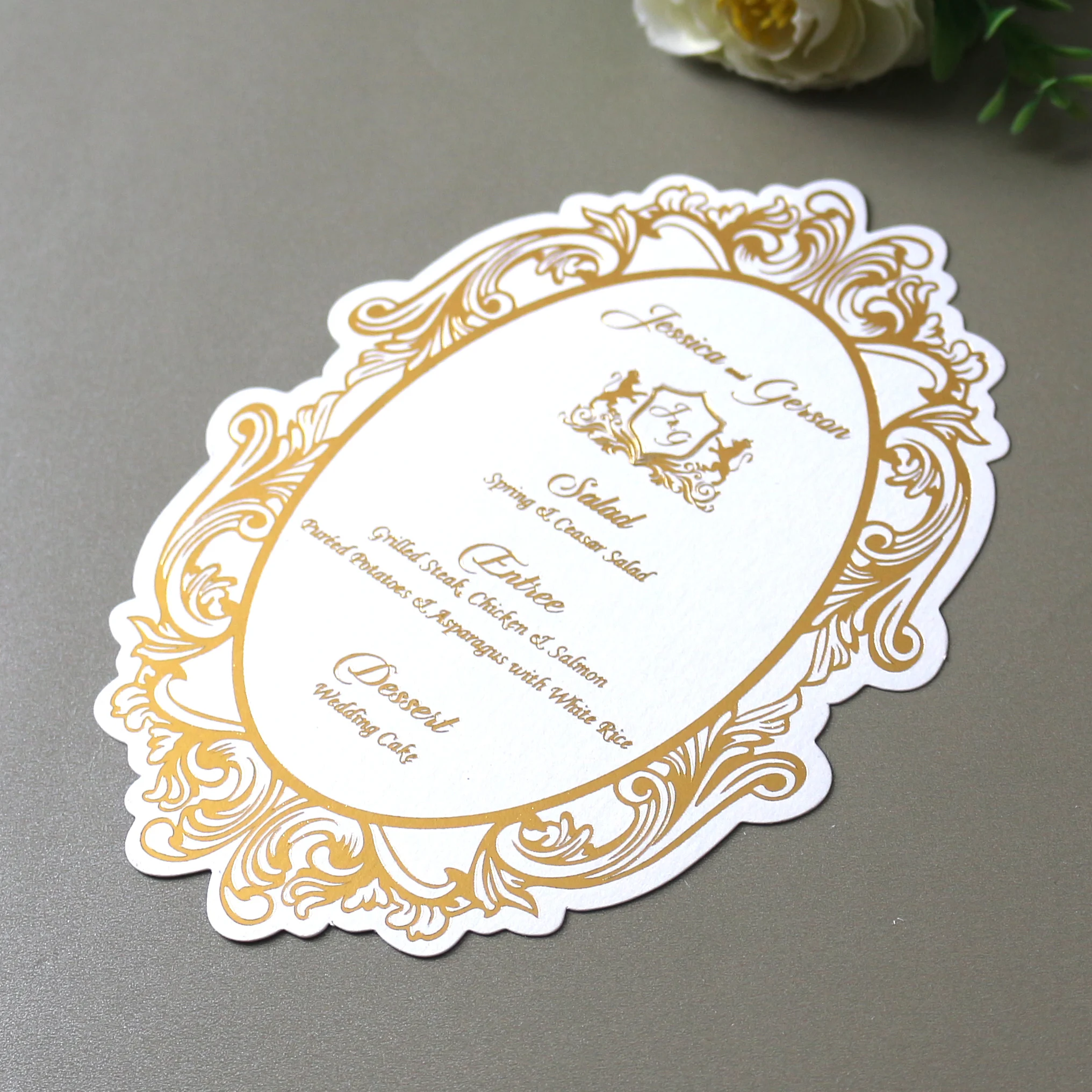 European Style Bronzing Paper Menu Card