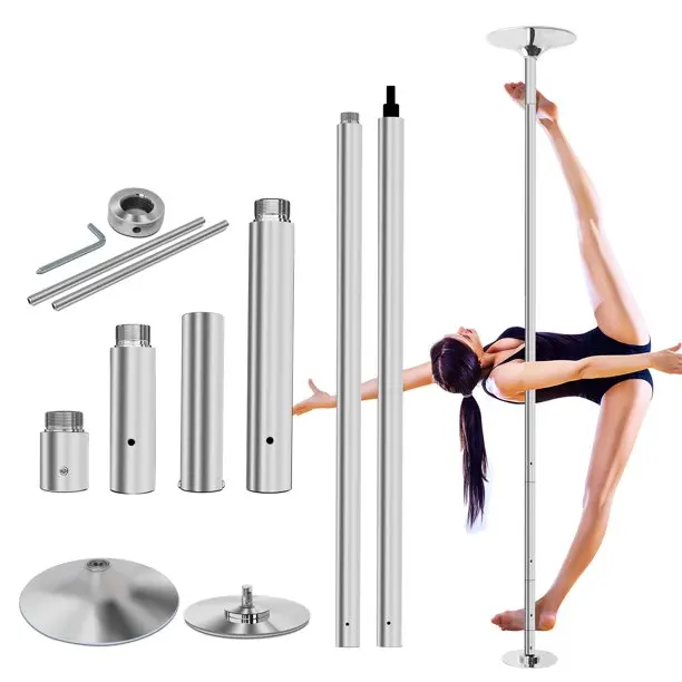 No Tools Pole Connector Pole Extension For 45mm Dance Pole - Adjustable Stainless Steel Tube For Height Adjustment (5.12 Length) Tubo De Pole Dance
