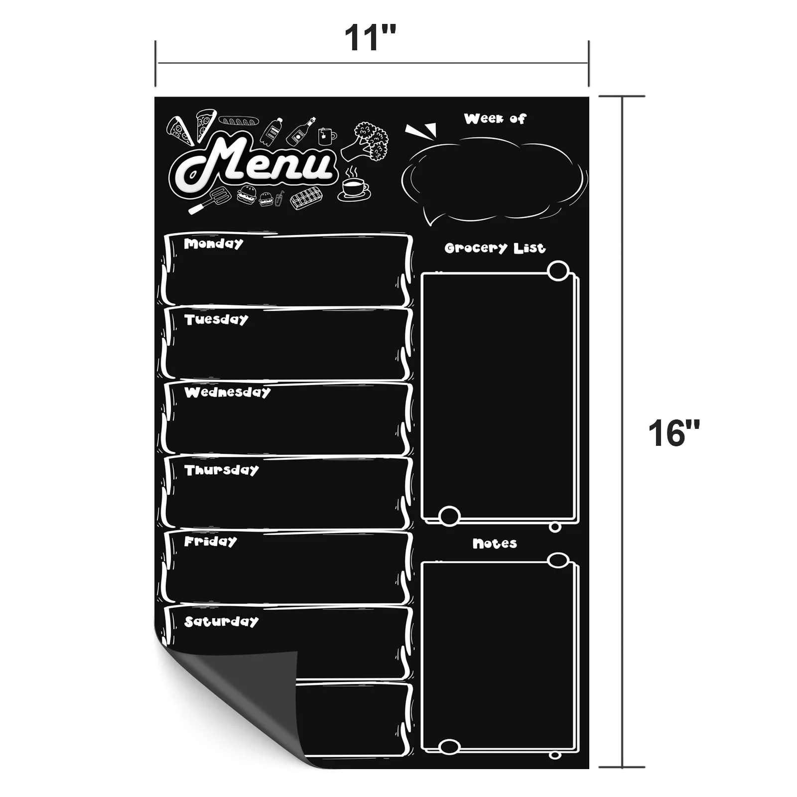 Magnetic Refrigerator Whiteboard Weekly Menu Meal Planner Grocery Shopping List Dry Erase Board for Kitchen Fridge Magnet