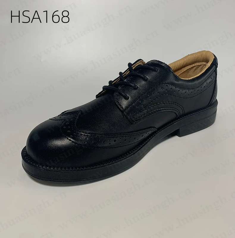 Rwh,Kenya Market Popular Full Grain Leather Administrative Shoes Low-cut Wingtip Style Black Office Shoes with Steel Toe HSA168
