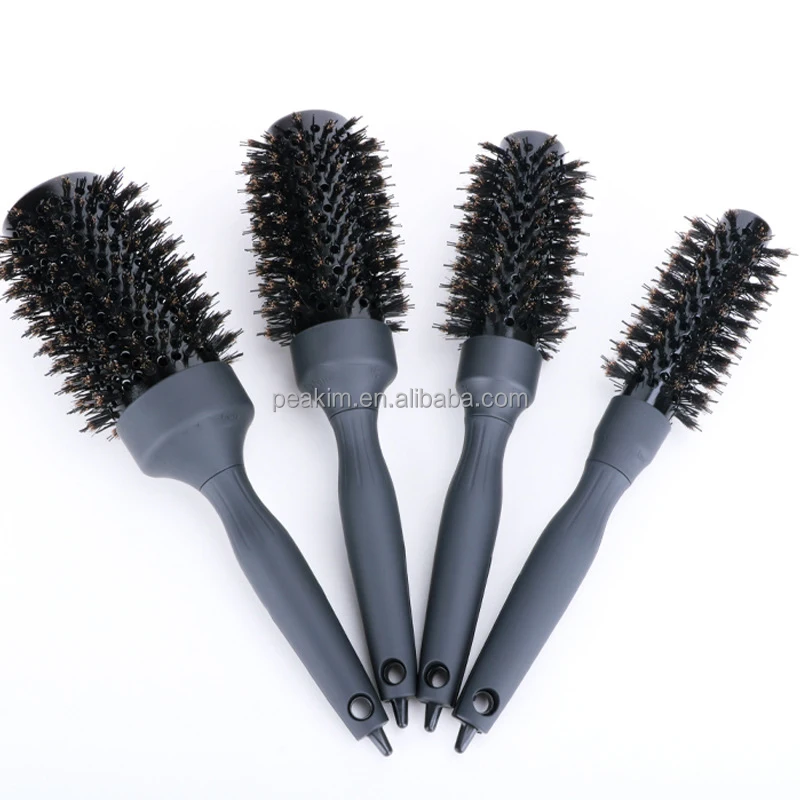 Custom Round Barrel Hair Brush With Boar Bristles Ceramic Thermal Nano Ionic Curly Salon