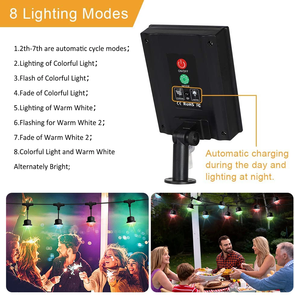 Factory Supply Solar LED Light Strings 5M Solar Festoon Light Remote IP65 Waterproof Patio Solar Fairy Outdoor LED String Lights
