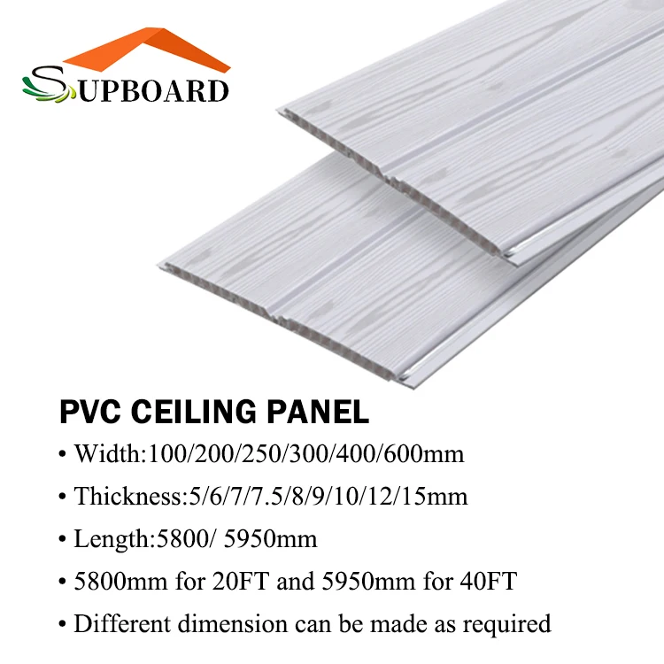 Waterproof Interlocking Decorative Suspended False Tiles Roof Stretch Plastic PVC Strip Ceiling Panel