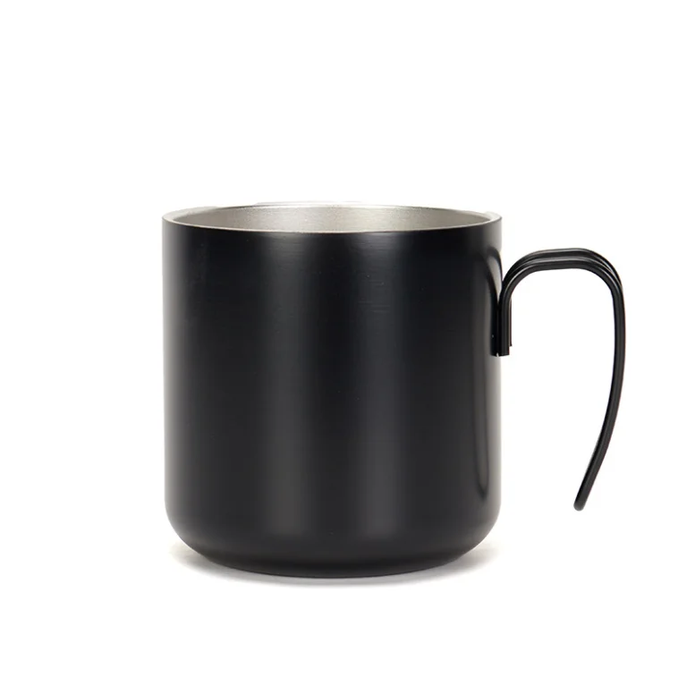 Style Nordic Tasse en acier inoxydable tasse de café jus bière Camping Tumbler Noir