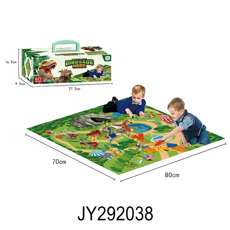 恐竜フィギュアセット(プレイマットになる収納ボックス付き) 恐竜フィギュアアクティビティプレイマット収納バッグ子供用おもちゃ