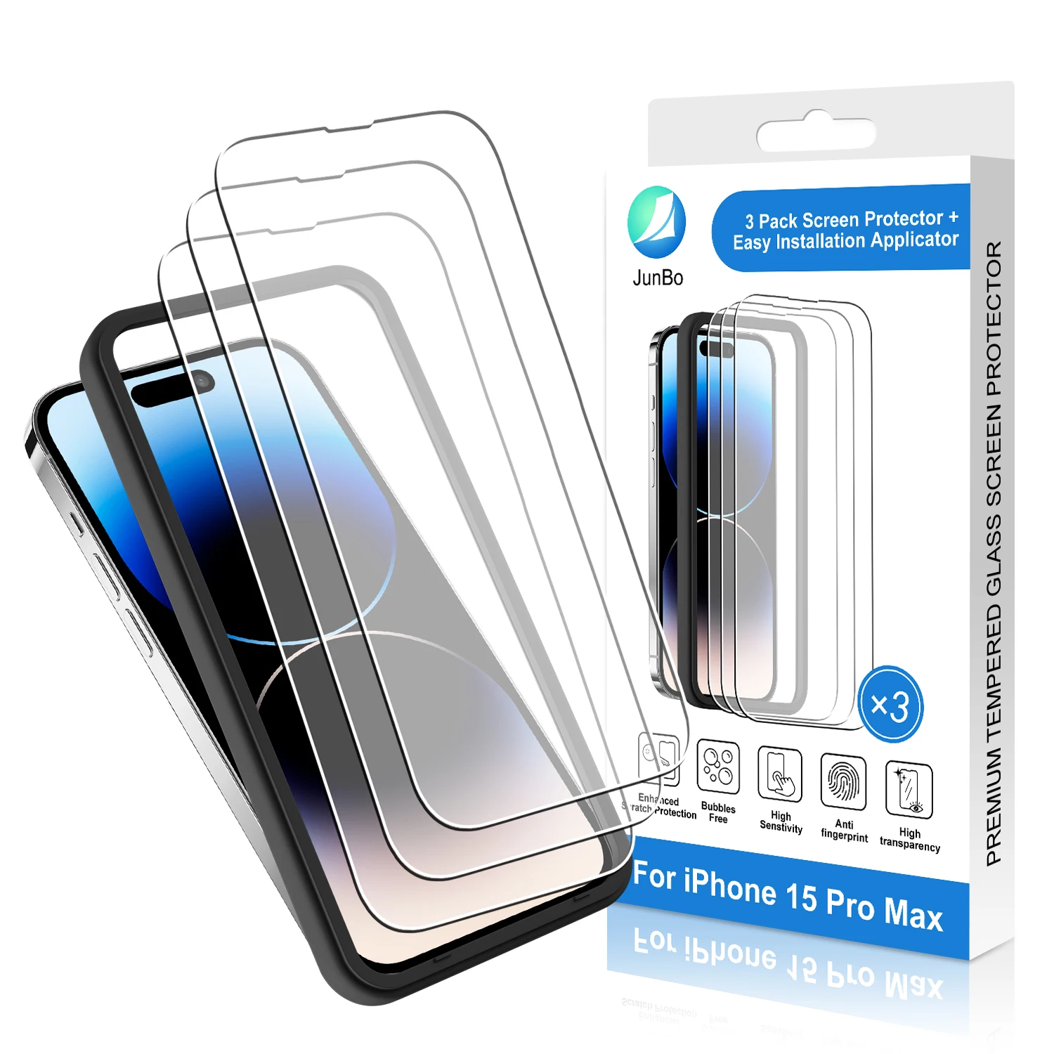 3 Pack Explosion-proof Phone Tempered Film Phone Screen Protector for Iphone 15 16 Pro Max Bubble-free Phone Protective Film
