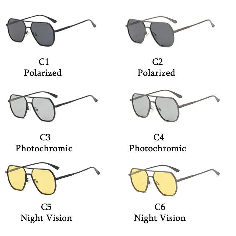 Luxury Metal Photochromic Glasses Men Women Polarized Night and Day Color Changing Glasses Anti-glare Driving Shades UV400