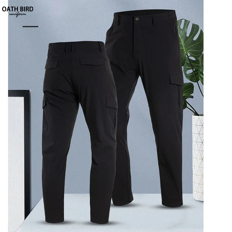 Wholesale Custom LOGO Multi Pockets Cargo Pant for Men Restaurant Bar Barista Casual Work Uniform Bartender Waiter Outdoor
