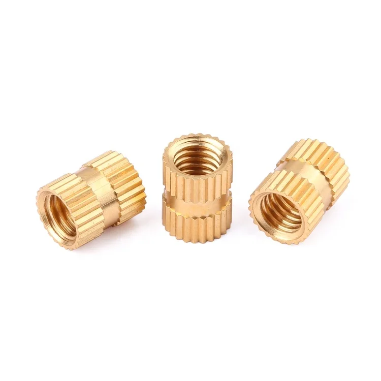 China wholesale custom injection molded female brass knurled insert metal threaded brass inserts nuts for plastic