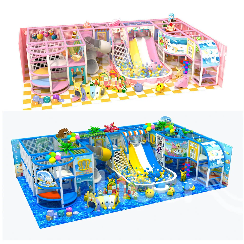 Customized 100sqm Indoor Play Maze for Kids Color Structure with Slide Ball Pool Soft Play-Durable Plastic Wooden Materials