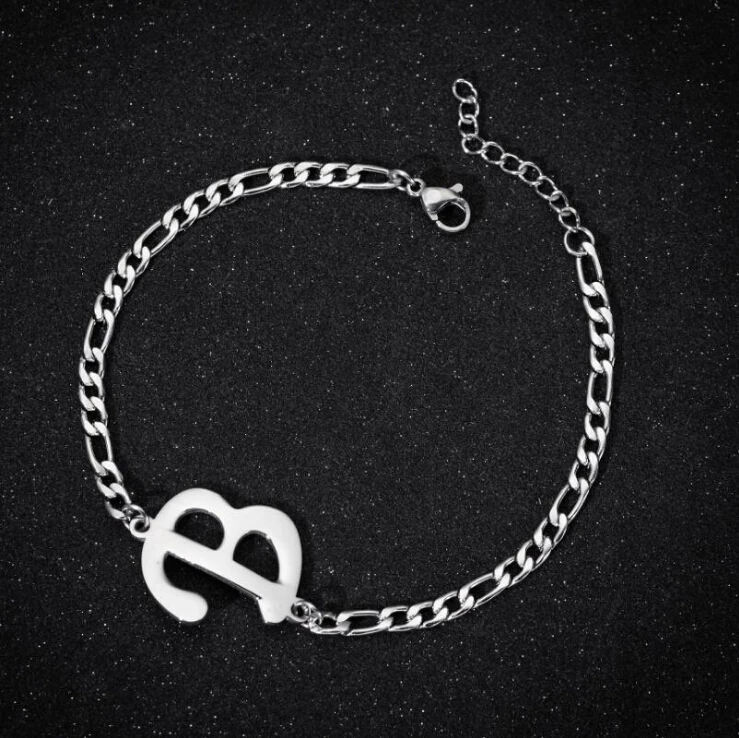 Initial A-Z Bracelets Gift for Women Girls Stainless Steel Chain Bracelet 26 Alphabet Jewelry Gifts for Birthday Anniversary Letter Bracelet