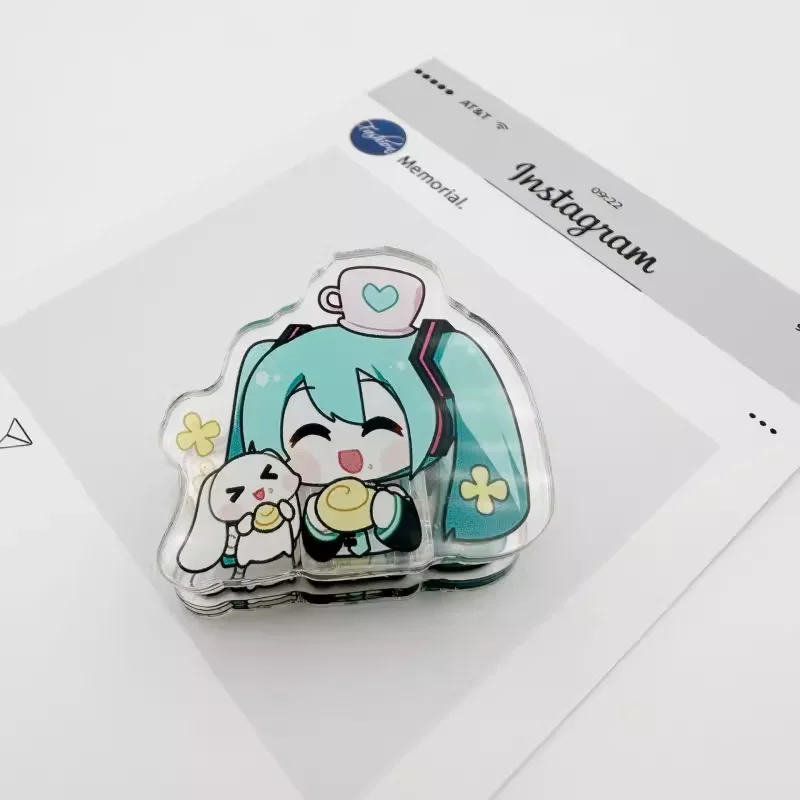 Прозрачные акриловые канцелярские зажимы с логотипом на заказ Симпатичные прозрачные Зажимы для бумаги Мультяшные аниме волос